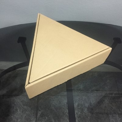 треугольная картонная коробка в сложенном виде