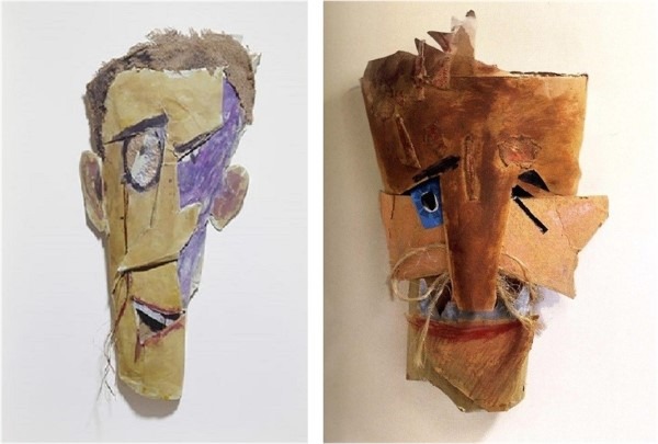 театральные маски из картона Марселя Янко