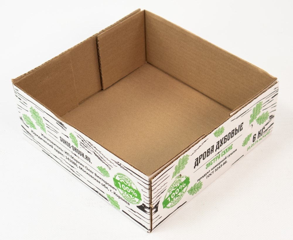 Картонная коробка от Комупак для дубовых дров камерной сушки