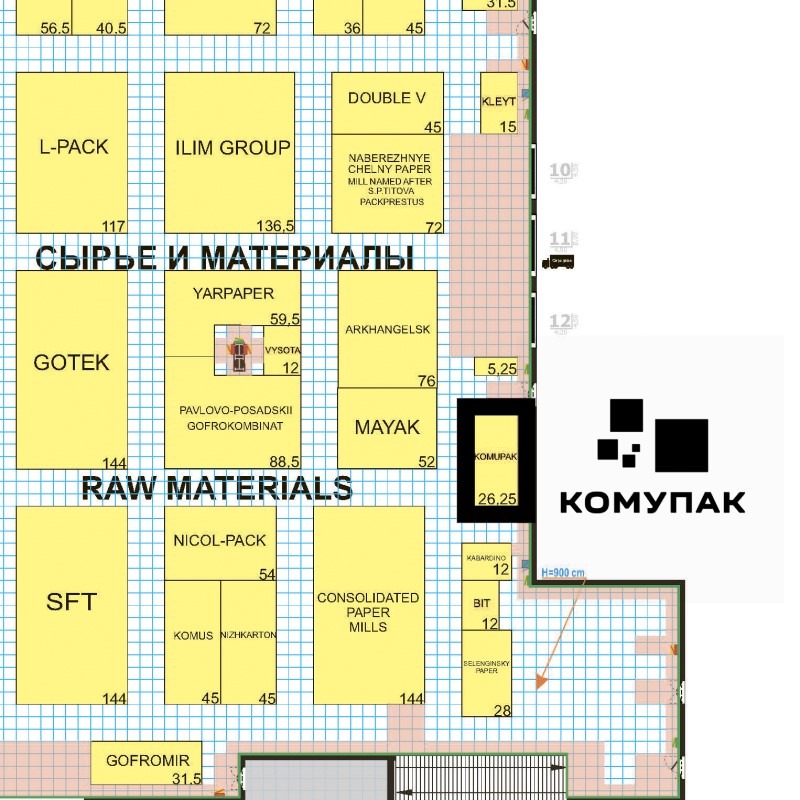 Схема расположения стенда Комупак на выставке РосУпак 2023
